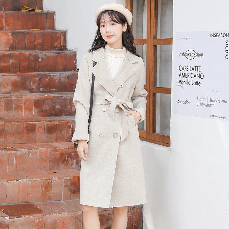 

Зимнее Новое высококачественное кашемировое пальто Make spot в западном стиле, восстанавливающее древние путь, до колена, с длинным ремешком, д...