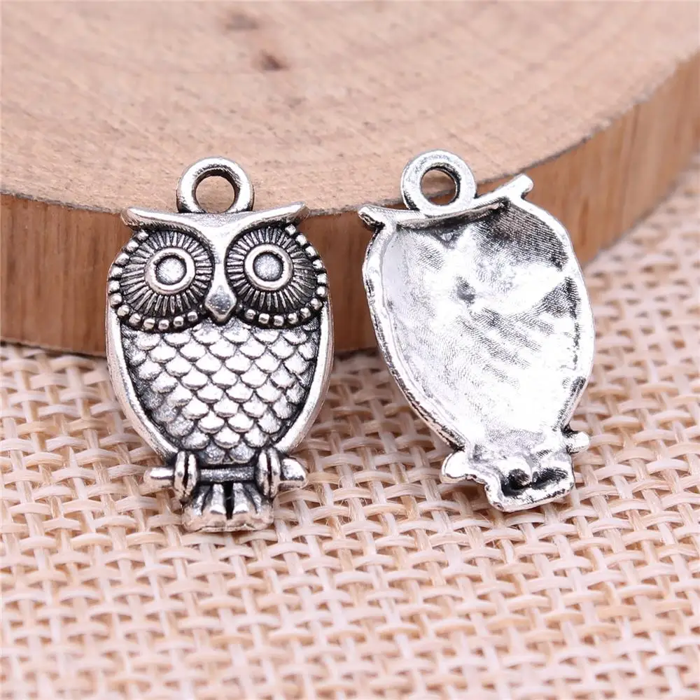 

Owl Charms For Jewelry Making Findings Handmade DIY Craft 20pcs Antique Silver Color 19x11mm