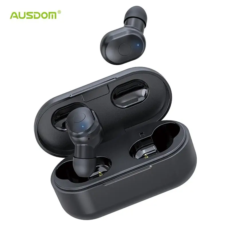 Black. AUSDOM TW01 TWS беспроводные Bluetooth наушники 20H Playtime CVC8.0 с шумоподавлением 8 мм динамик Беспроводные наушники с двойным микрофоном - Цвет: Black.