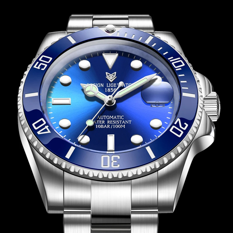 Часы наручные LIGE Мужские механические модные деловые водонепроницаемые