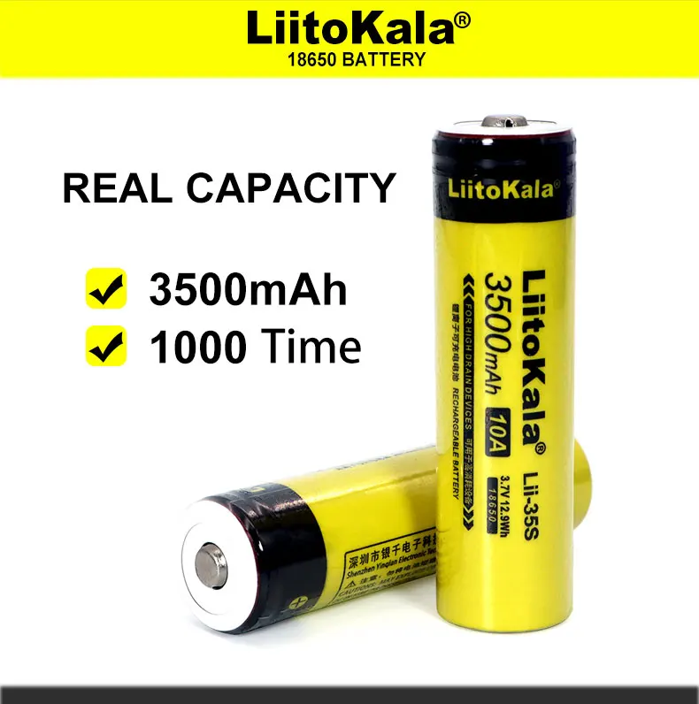 2 PCS. New LiitoKala Lii-35S 18650 Battery3.7V Li-ion 3500mAh lithium battery 3.5A For high drain devices.+DIY pointed | Электроника