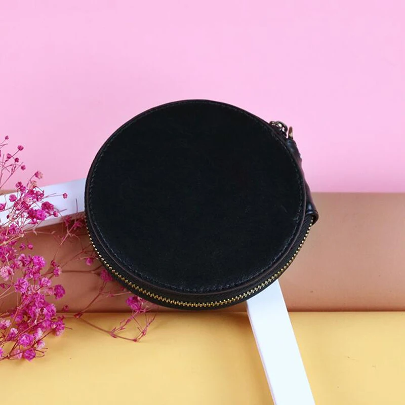 

New Round Genuine Leather Coin Purse Women Men Candy Coin Wallet Mini Small Purse Female Clutch Coin Pouch Pochette Card Holder