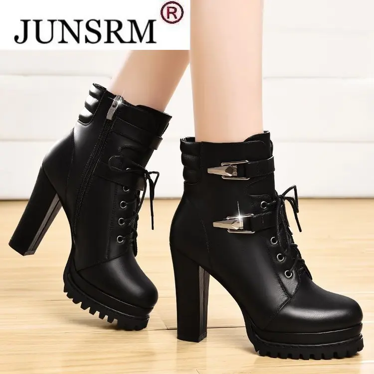 

Women 10 cm platform high heel boots women ankle boots for women high heels sexy motorcycle boots platform shoes bota feminina
