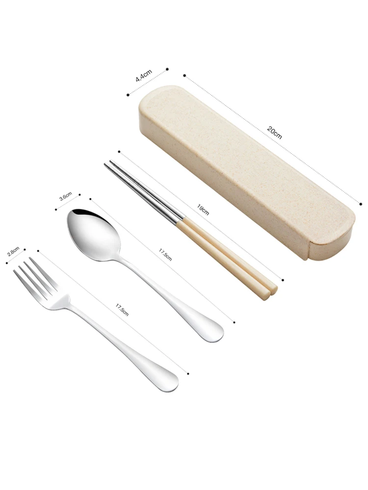 Японская Милая портативная посуда из нержавеющей стали палочки для еды набор