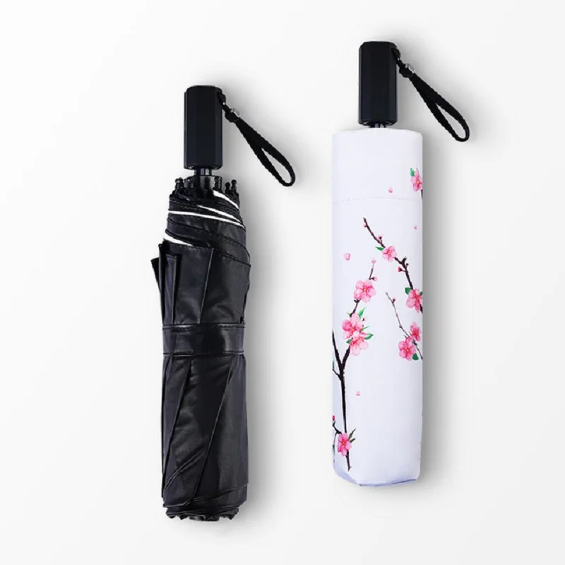 Зонт с цветами вишни водонепроницаемый складной зонт защитой от солнца дождя УФ