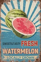 sweet and tasty fresh watermelon locally grown retro metal tin sign vintage aluminum sign for home coffee wall decor 8x12 inch