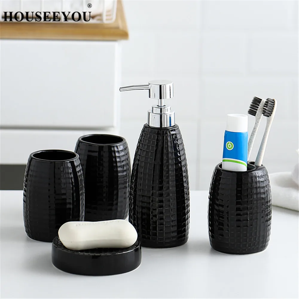 Креативный набор аксессуаров для ванной комнаты в скандинавском стиле черный