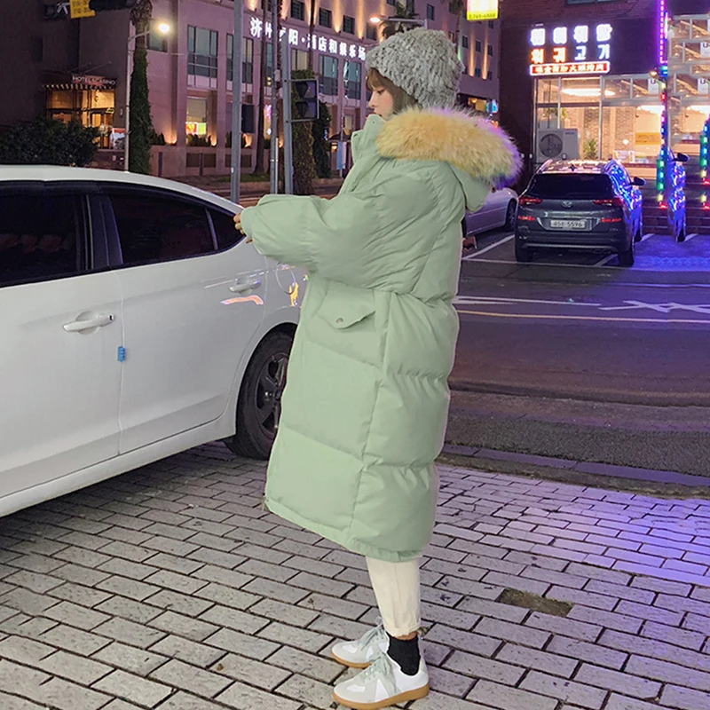 WJJDFC Women's Down Jackets Coat Long Waterproof Parka Winter Jacket Women Fox Fur Collar Coat Fashion Baggy Thick Outwear 2021