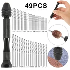 314951 шт. Мини Микро алюминиевая ручная дрель с бесключевым патроном HSS спиральное сверло деревообрабатывающие сверлильные вращающиеся инструменты ручное сверло