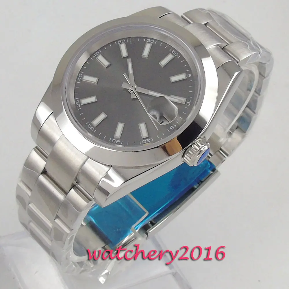Мужские часы MIYOTA 8215 Новое поступление 40 мм серый циферблат сапфировое стекло