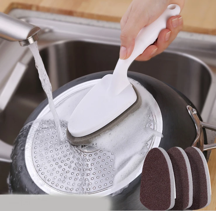 

Карборундовая губка для удаления ржавчины для удаления пепельной щетки с ручкой для удаления черной грязи на дне горшка