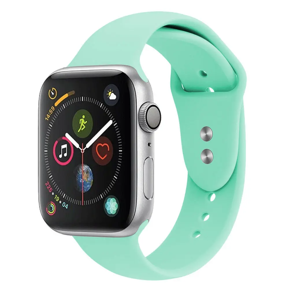 Turquoise Сменный силиконовый спортивный ремешок 38 мм 44 мм для Apple Watch Series 1 2 3 4 - Цвет ремешка: Turquoise