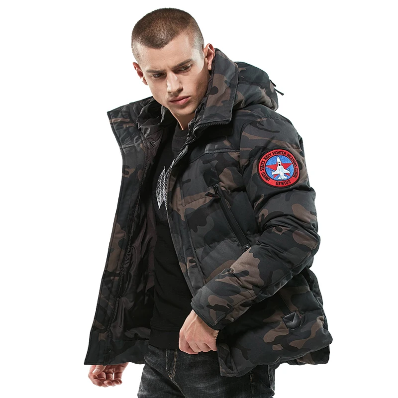 Men's winter coat camouflage thick silk cotton Europe and America warm hooded jacket | Спорт и развлечения