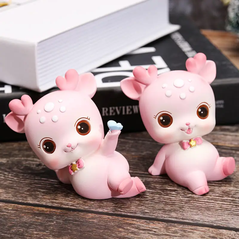 

Cute cartoon resin fawn ornaments home desktop bedside table decorations send girlfriends friends home decoration nordic decor