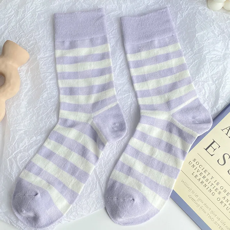 

Autumn and Winter New Cotton Socks Ins Tide Korea Purple Socks Female Tube Socks Sweet Taro Purple Sports Cute Stockings