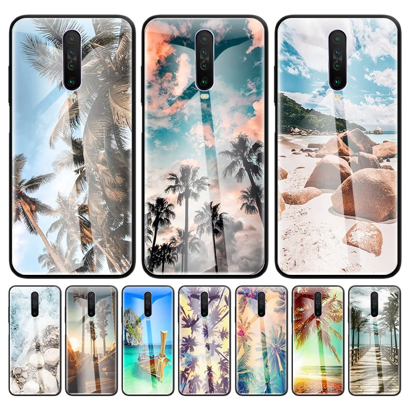 

Summer Beach Glass Phone Case for Xiaomi Redmi Note 9S 8 Mi Poco X3 NFC 9 7 8T 10T 9T 10 Lite K40 Pro 5G 9C 11 Cover