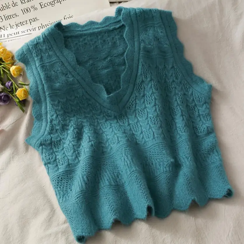

2020 Autumn Women Short Knitted Sweater Sleeveless Korean Women Vest Ladies V-Neck Pullover Crop Tops Female Tank Tops JW9779
