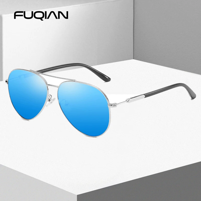 FUQIAN новые стильные поляризационные солнцезащитные очки для мужчин и женщин модные металлические пилота