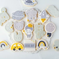1 set little boy star moon cloud cookie cutter press stamp embosser cutter space theme acrylic fondant cake decorating tools