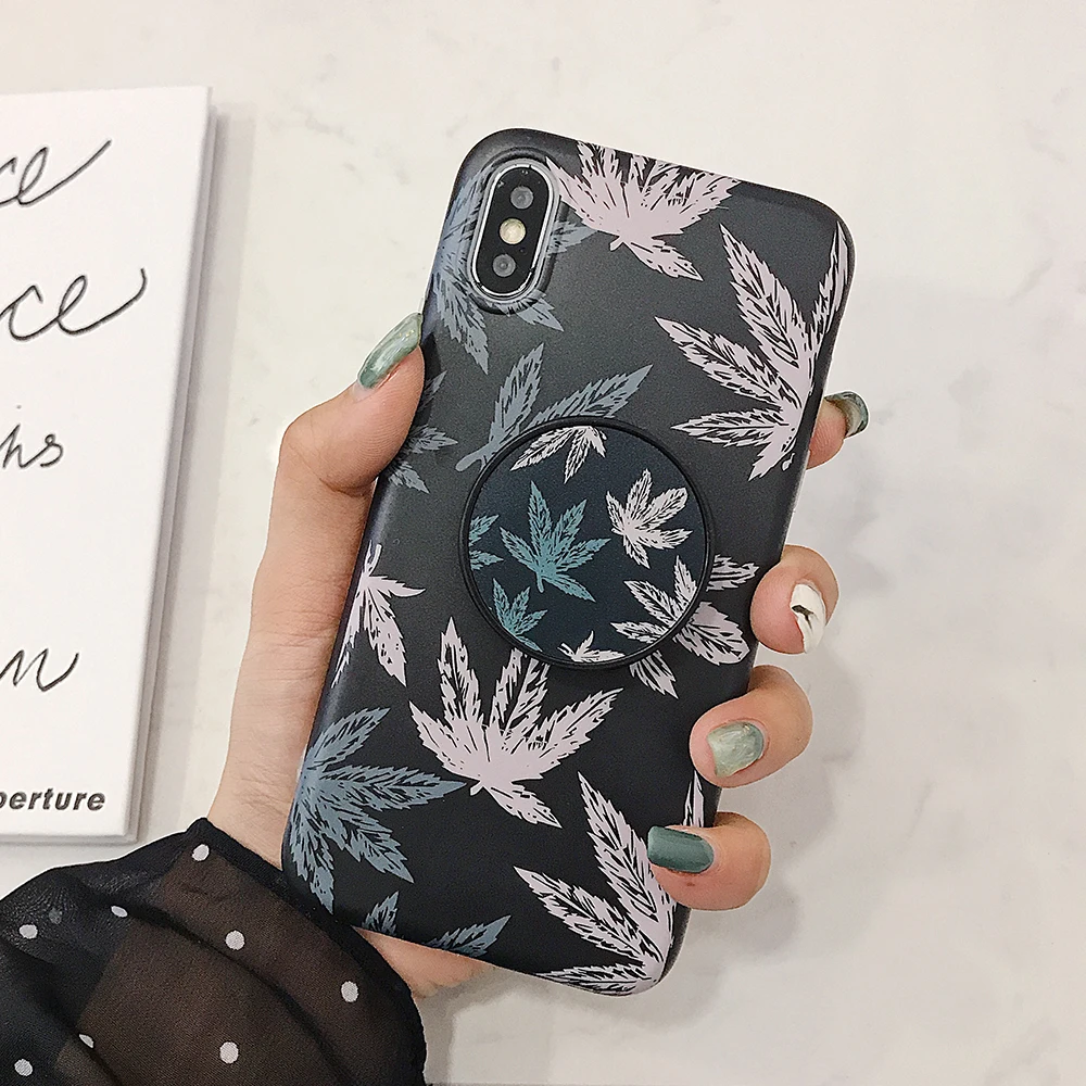 f LOVECOM ретро лист стрейч Стенд чехол для телефона для iPhone 11 Pro Max XR X XS Max 7 8 6S Plus чехол мягкий IMD Телефон задняя крышка оболочка - Цвет: f