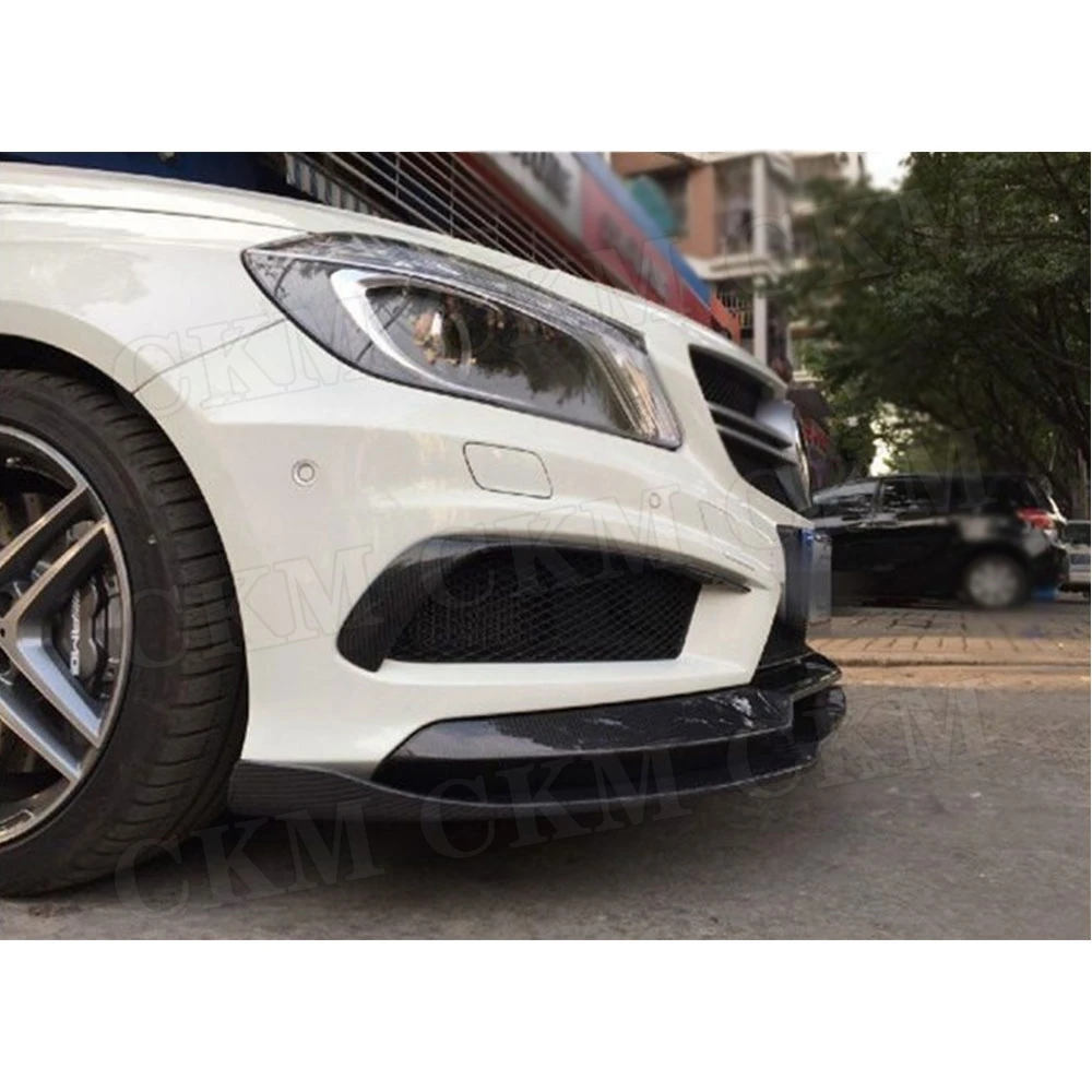 2 шт. углеродное волокно передний бампер для Mercedes Benz A Class W176 A250 спортивный 2013 2014 2015