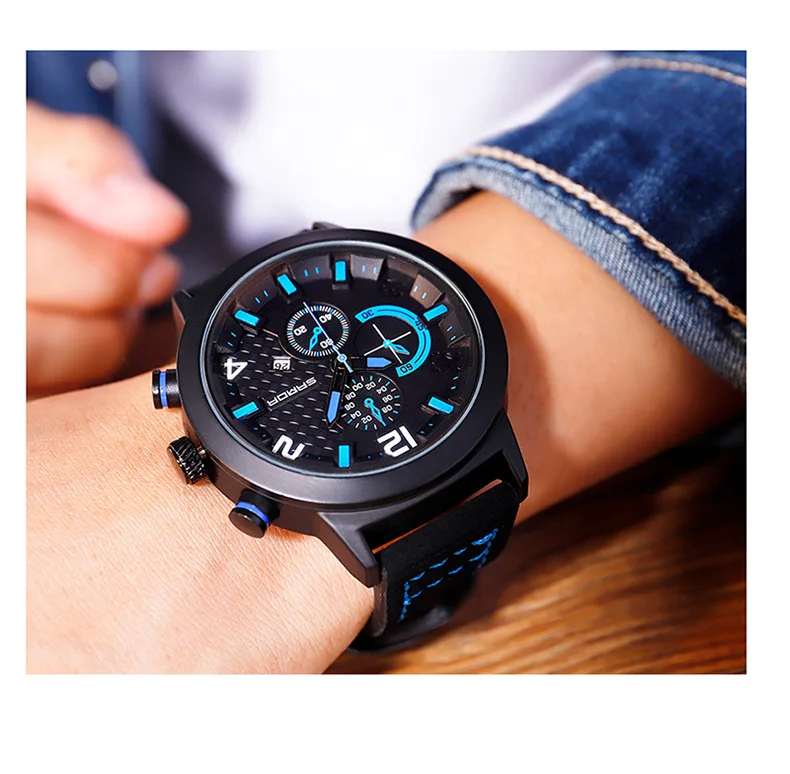 Новое поступление деловые мужские часы модные водонепроницаемые три глаза шесть