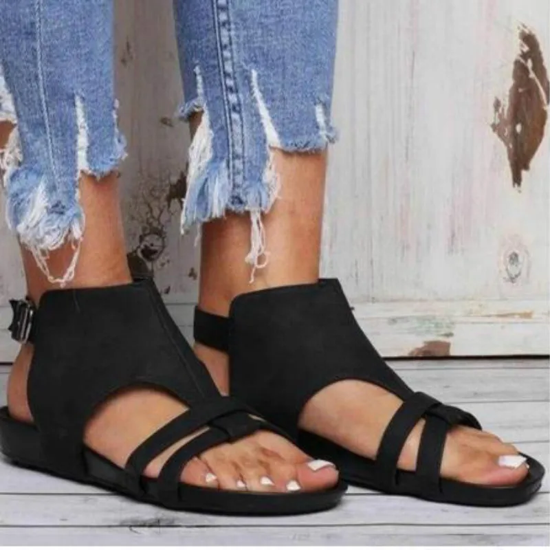 

Women Sandals 2020 Summer New Student Shoes Comfortable Flat Bottom Hollow Buckle Sandals Tide 40-43