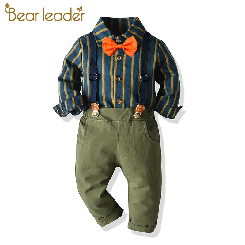 

Bear Leader Baby Boy's Clothes Cotton Suit Fashion Striped Printed Casual Blouse Children's Suit Baby Suit Wedding Gentleman Set