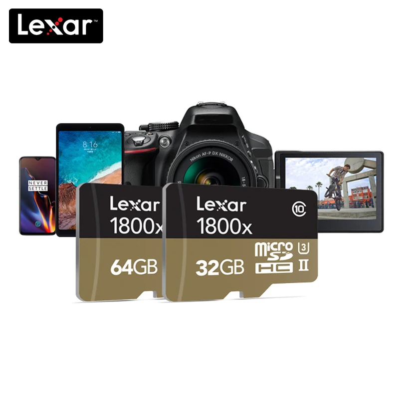 100% оригинал Lexar 1800x Micro SD карта 32 Гб класс 10 64 ГБ micro SDHC/SDXC tf памяти UHS II для дрона