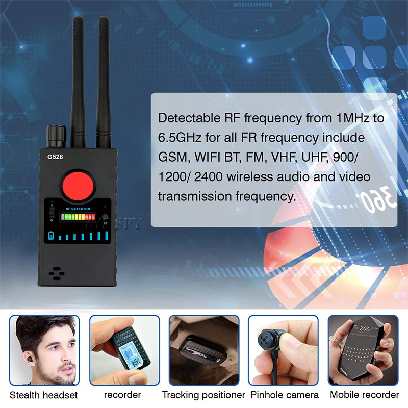 dual antenna g528 anti candid hidden camera detector rf signal secret gps audio gsm mobile phone wifi pinhole cam spy bug finder free global shipping