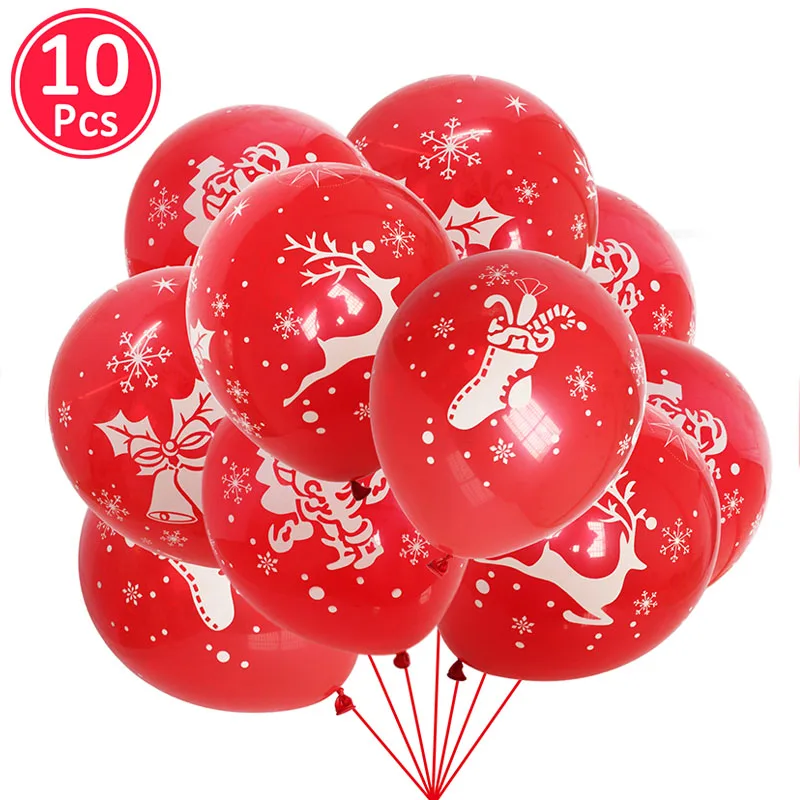 10pcs red 2 Счастливый год фольги набор воздушных шаров Счастливого Рождества вечерние украшения для дома украшения Санта Клаус дерево Рождественский снеговик - Цвет: 10pcs red 2