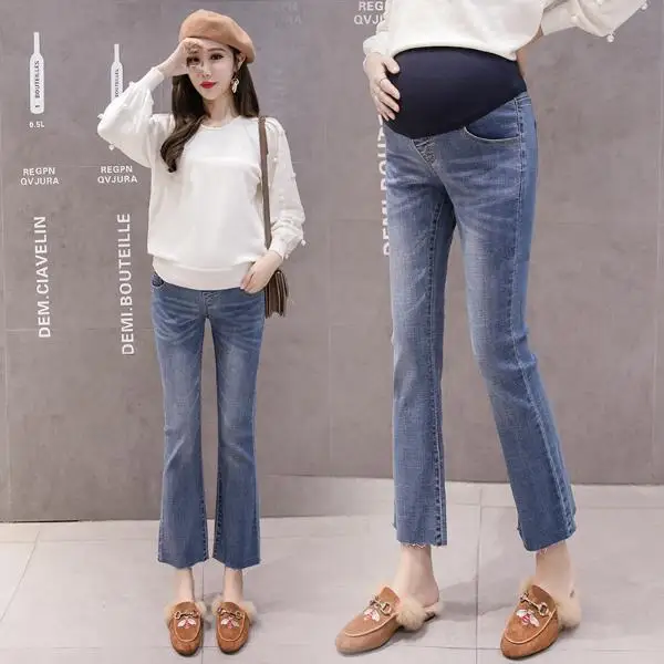 

2020 Summer Maternity Jeans For Pregnant Women Jeans Trumpet Stomach Lift Pregnant Pants Maternity Trousers Pregnancy Pants