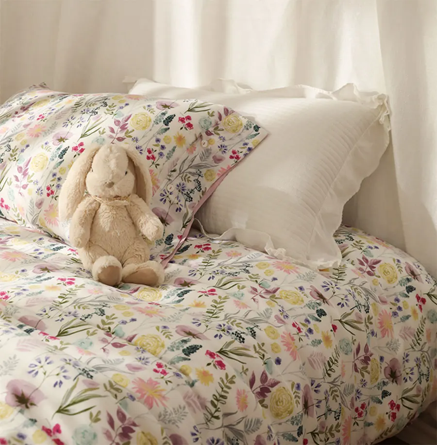 Пастораль с милыми цветами Комплект постельного белья желтый фиолетовый