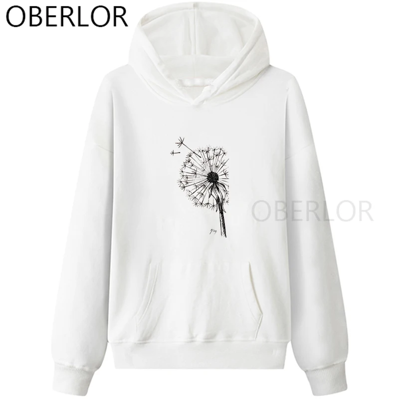 

Dandelion Long Sleeve Cool Woman Printed Hoodies Casual O-Neck Loose Women Sweatshirts Autumn Tops Pullovers