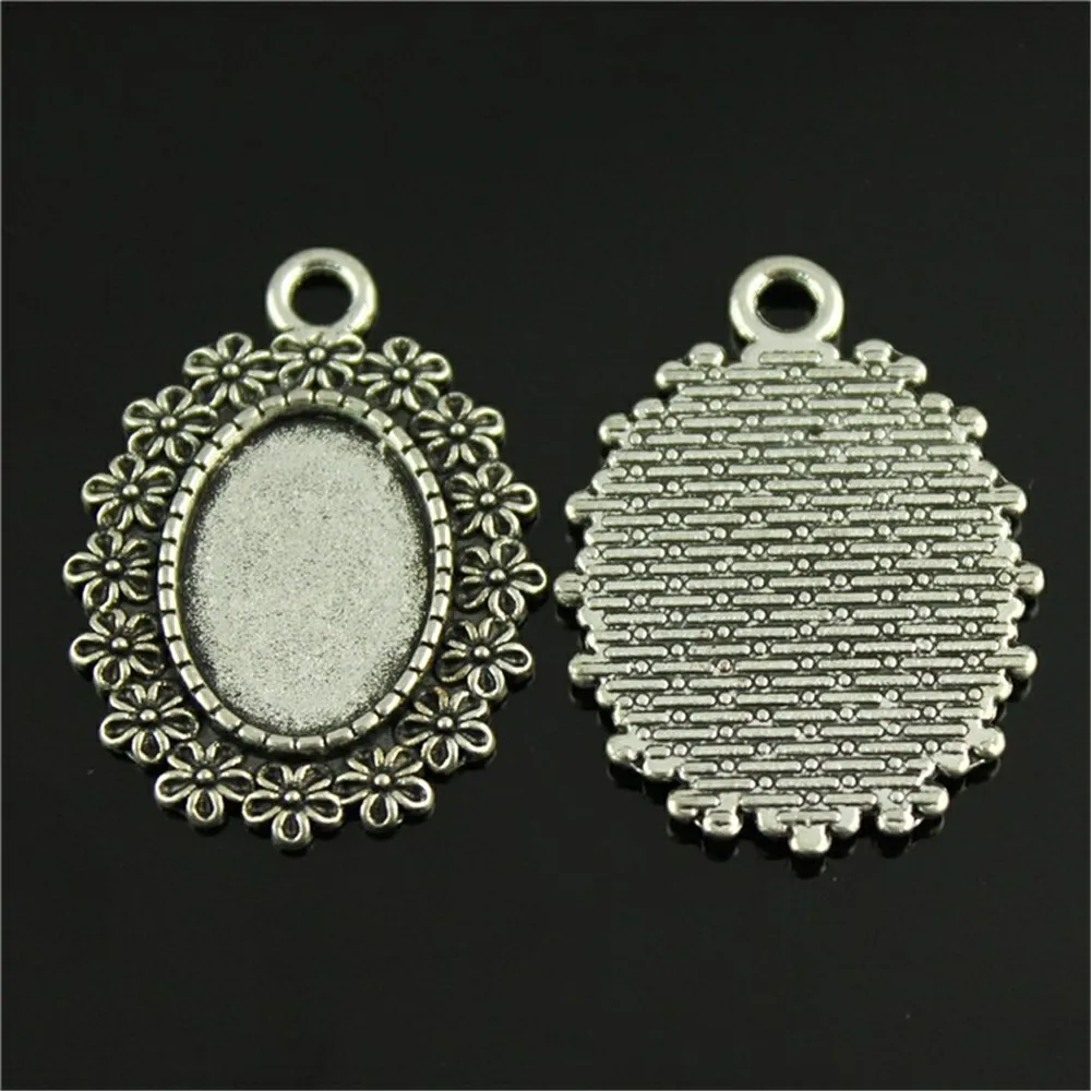 

5pcs DIY Jewelry Making Accessories 2 Colors Antique Antique Bronze Flower Style Fit Oval 13x18mm Cabochon Base Setting