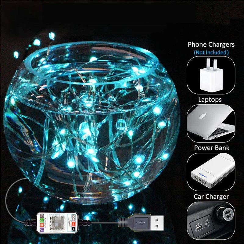 2 м 5 10 Смарт медный провод светодиодные светящиеся гирлянды светильник Bluetooth App