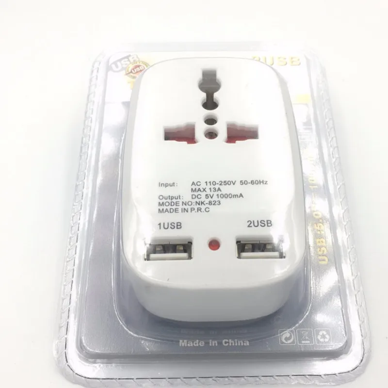 Универсальное дорожное Сетевое зарядное устройство с 2 USB-портами все-в-одном