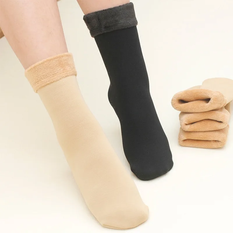 

Autumn and Winter Plus Velvet Thick Socks Women's Warm Snow Socks Leisure In The Tube Floor Socks Long Tube Over The Knee Socks