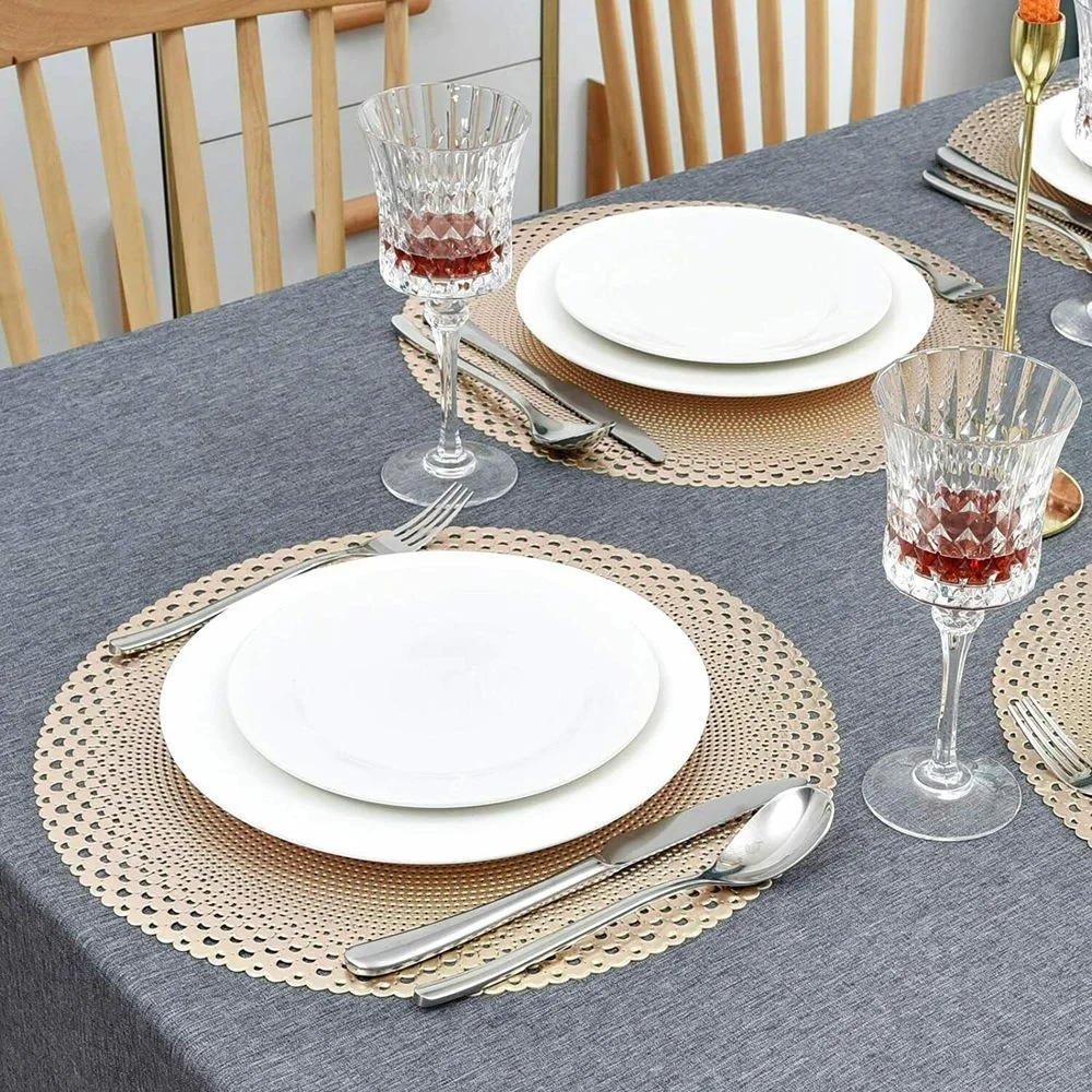 

1pcs Empty Hot Stamping Placemat Golden Silver PVC Material Modern Style Suitable for Kitchen Dining Table Wedding Placemat