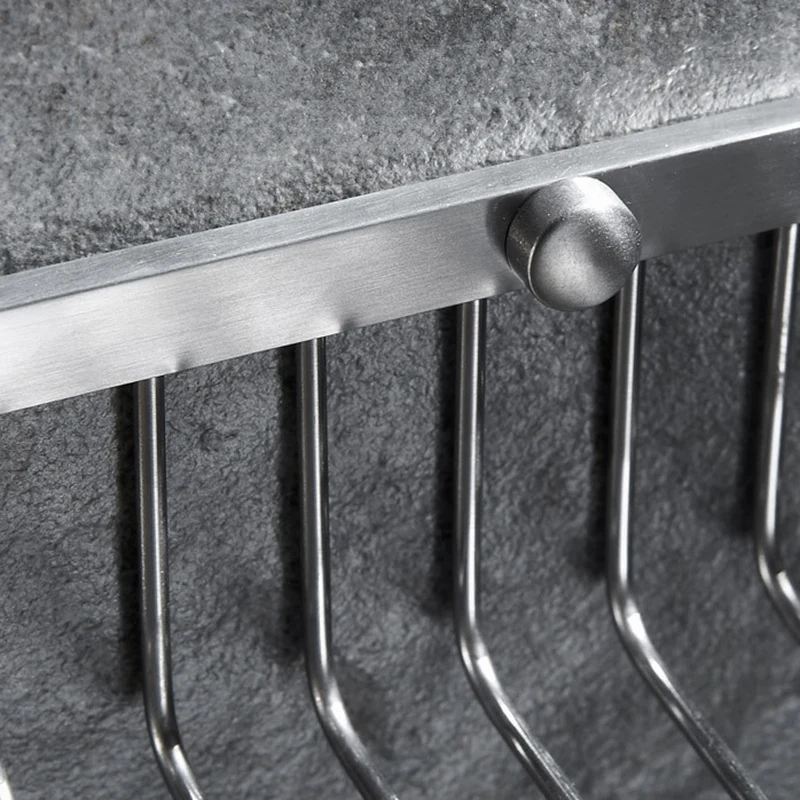 

Wall Mounted Single Tier Bathroom Shelf Shampoo Shelves Basket Storage Basket Rack Stainless Steel Storage Basket Rack