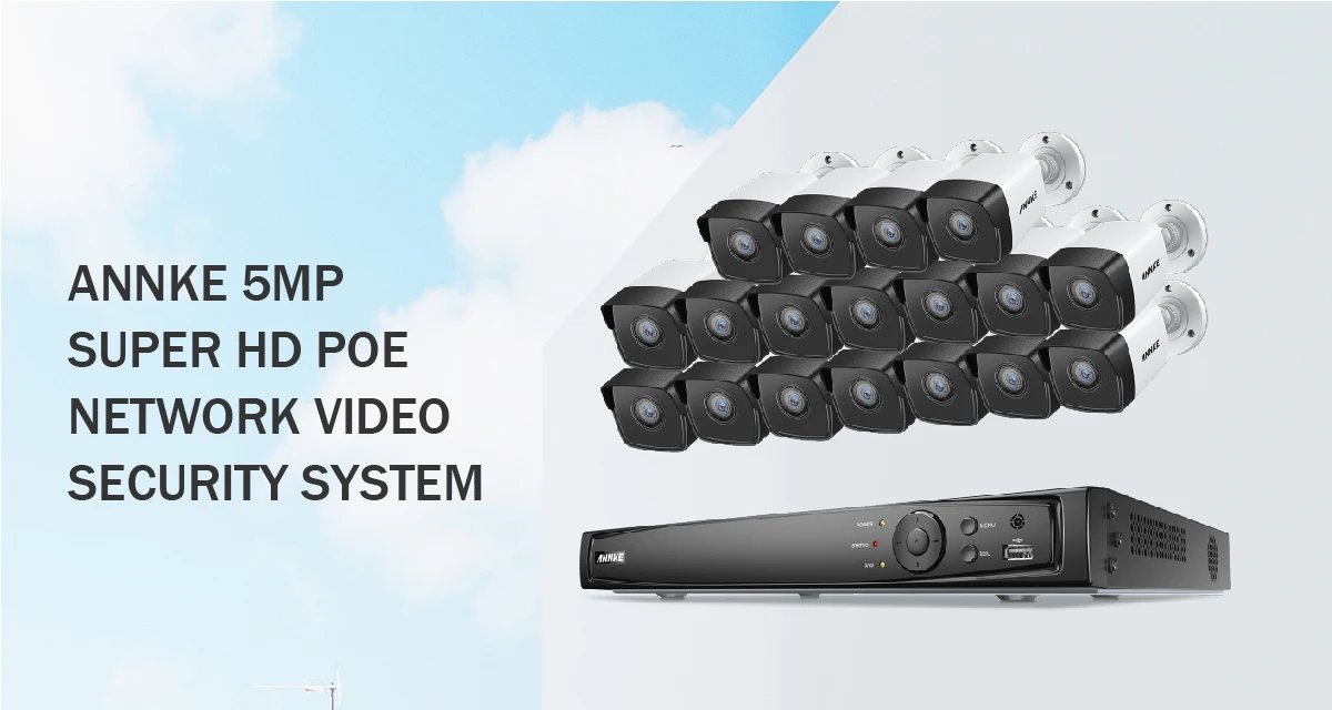 ANNKE 16CH 5MP H.265+ HD PoE сетевая система безопасности видео 16 шт. 2,8 мм IP67 уличные ip-камеры с питанием по PoE Plug& Play PoE камера комплект