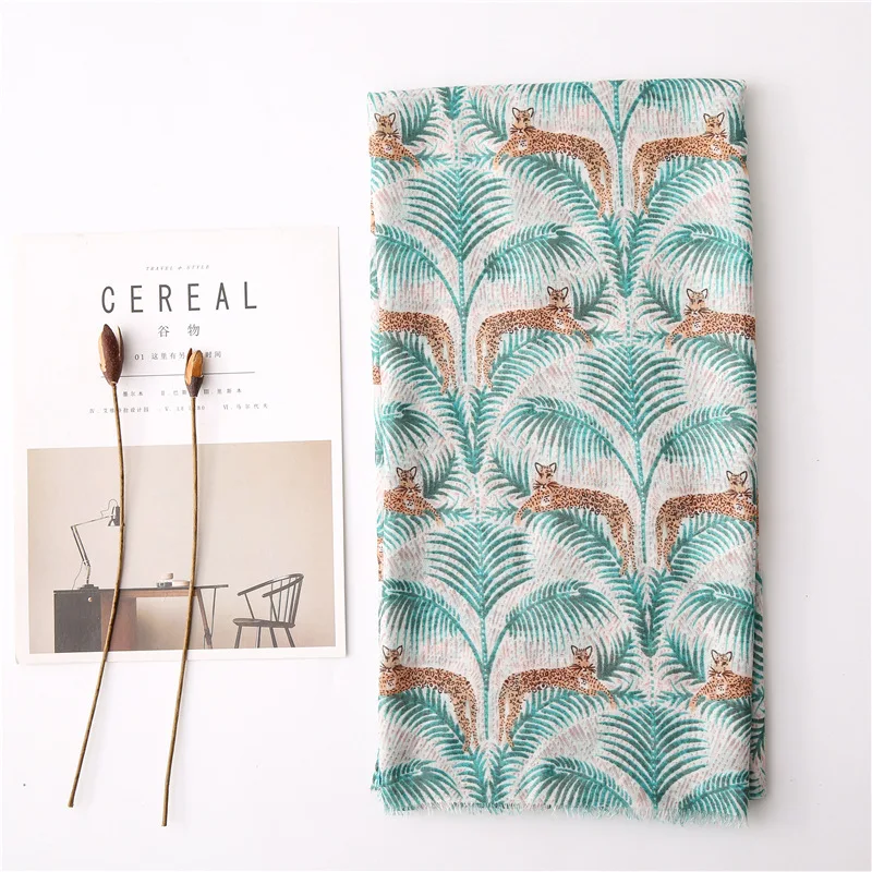 Женский мягкий вискозный шарф милый Леопардовый длинный платок женская модная