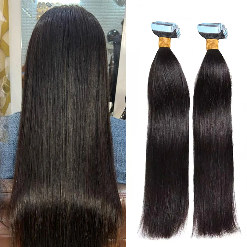

Прямые накладные Человеческие волосы Remy для женщин, 40 шт., натуральный цвет, можно окрашивать