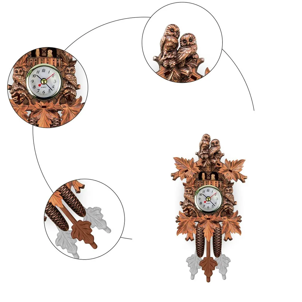 

Cuckoo Wall Clock Chime Alarm Clock Retro Clock Wooden Living Room Clock Modern Decorations Home Day Time Alarm