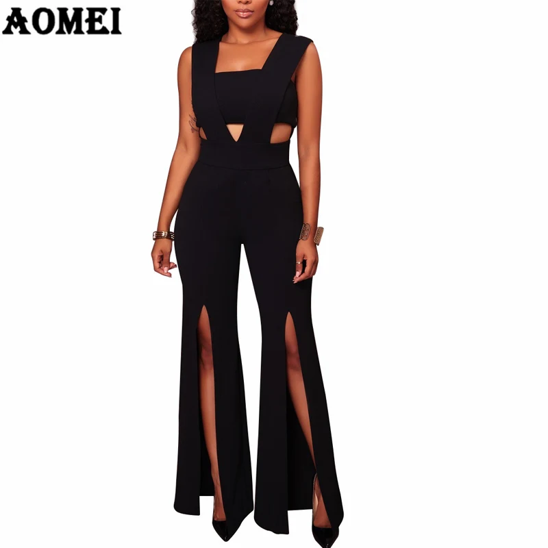 Женский комбинезон сексуальный с вырезами и разрезом элегантные лоскутные брюки