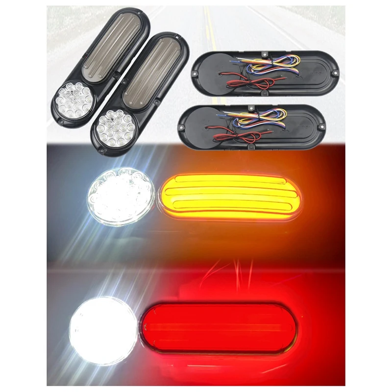 

2PCS 12V 24V LED Tail Light Flowing Water Turn Signal Indicator Stop Lamp Rear Brake Light for Car Truck Trailer Caravan