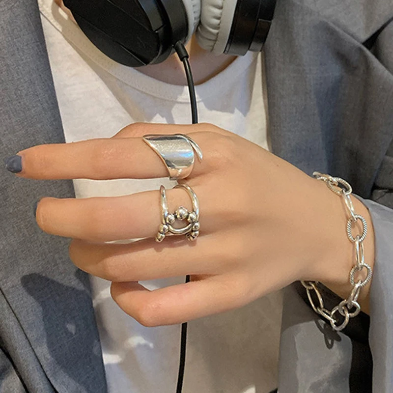 

Minimalist 925 Sterling Silver Smooth Rings for Women New Fashion Vintage Geometric Handmade Birthday Party Jewelry Girls Gift