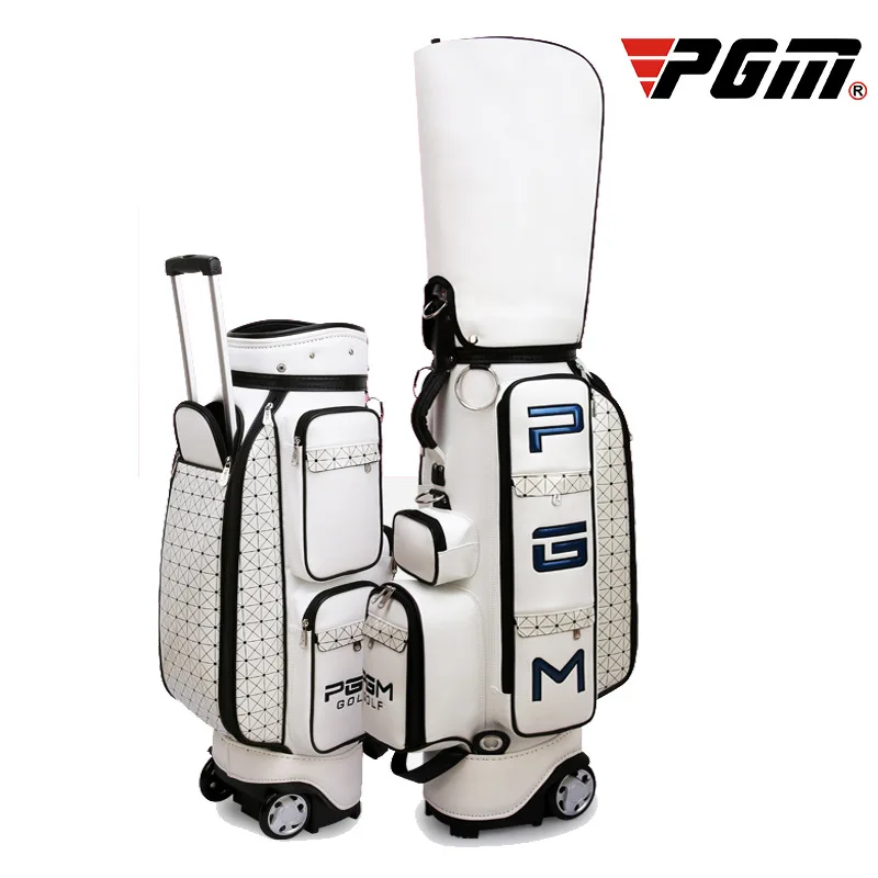 

Pgm Retractable Golf Bag with Wheel Pu Waterproof Golf Standard Ball Packages Large Capacity Travel Golf Bags Golf Cart Club Bag