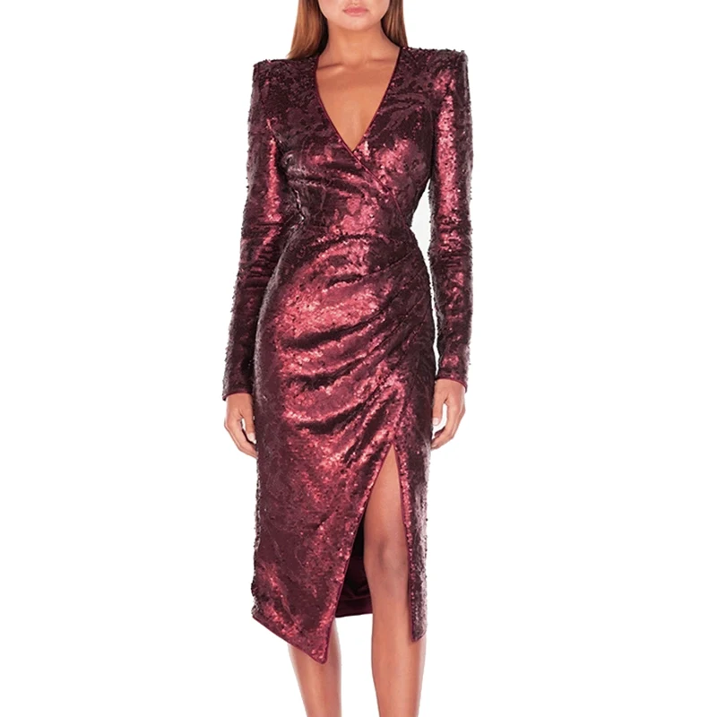 Женское вечернее платье с v-образным вырезом Max Spri асимметричное драпированное