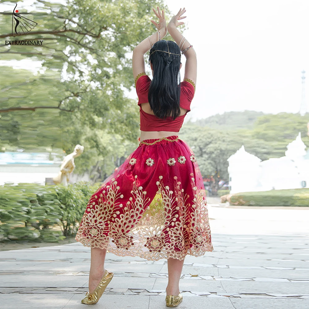 Комплект костюма для танца Болливуда Sari девочек одежда индийских детей живота